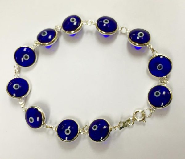 Pulsera plata ojos turcos azules