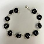 Pulsera plata ojos turcos negros