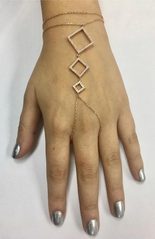 Pulsera anillo plata circones rombos