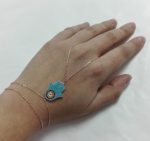 Pulsera anillo plata rosa mano