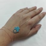 Pulsera anillo plata rosa mano