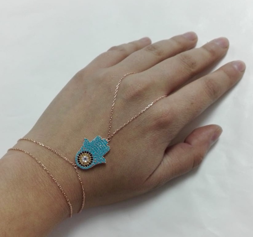 1b053a14-8293-4e8d-89bc-2c485da8266c.jpg Pulsera anillo plata rosa mano - Imagen 1