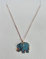 Collar plata baño oro rosa, elefante .