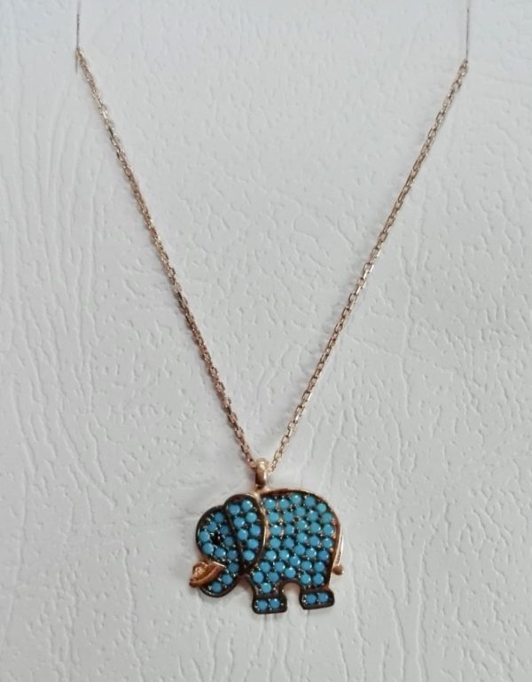 Collar plata baño oro rosa, elefante .