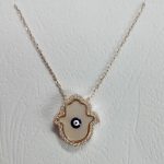 Collar plata baño rosa nácar cristal austríaco
