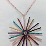 Collar plata baño rosa sol cristal austríaco