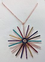 Collar plata baño rosa sol cristal austríaco