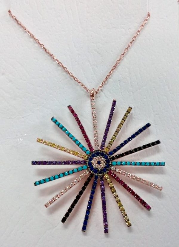 Collar plata baño rosa sol cristal austríaco