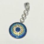 Colgante plata ojo turco circones colores.