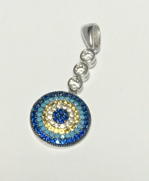 Colgante plata ojo turco circones colores.