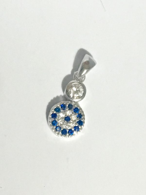 Colgante plata ojo turco cristal austríaco azul.
