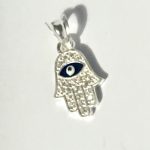Colgante plata Mano ojo pequeña .