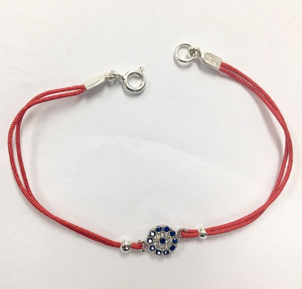 Pulsera hilo rojo ojo turco cistal .