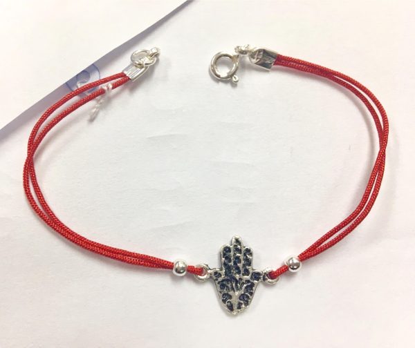 Pulsera plata hilo rojo  Mano