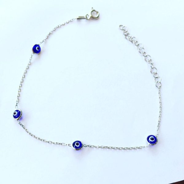 Pulsera plata ojos turcos pequeños