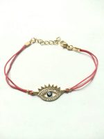 Ojo turco latón baño oro cristal austríaco. - Imagen 2