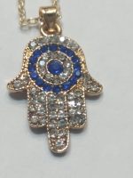 Collar Mano ojo turco latón baño oro. - Imagen 2