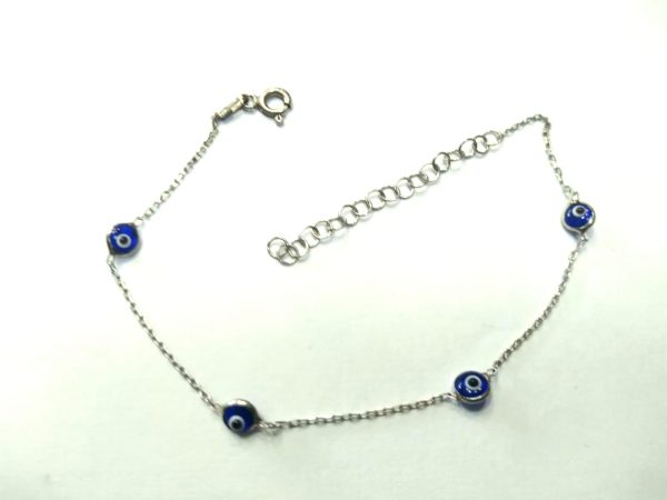 Pulsera delgada ojos turcos azul.