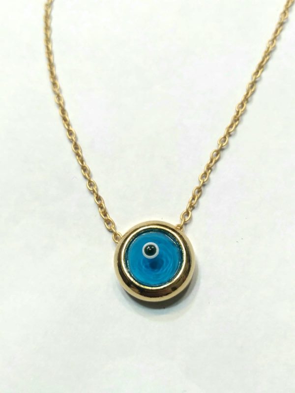 Collar ojo turco latón baño oro.