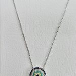 Collar plata ojo turco colores cristal austríaco .