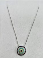 Collar plata ojo turco colores cristal austríaco .