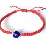 Pulsera ojo turco hilo rojo macramé Plata.